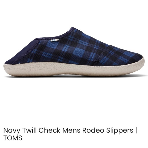 TOMS Rodeo Faux Fur Lined Twill blue check plaid Mens 7 convertible Slippers - Picture 4 of 13